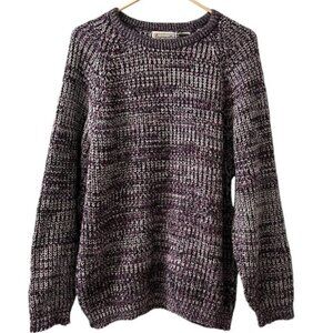 Vintage Segments Men's Purple Marled Crewneck Chunky Knit Pullover Sweater